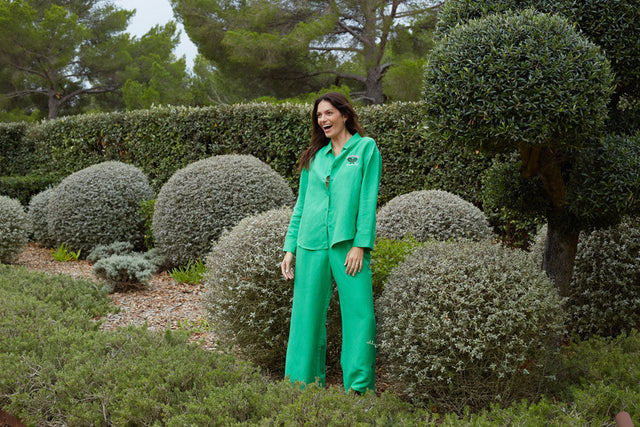 Green Linen-Cotton Peanuts Racquet Club Shirt image 6