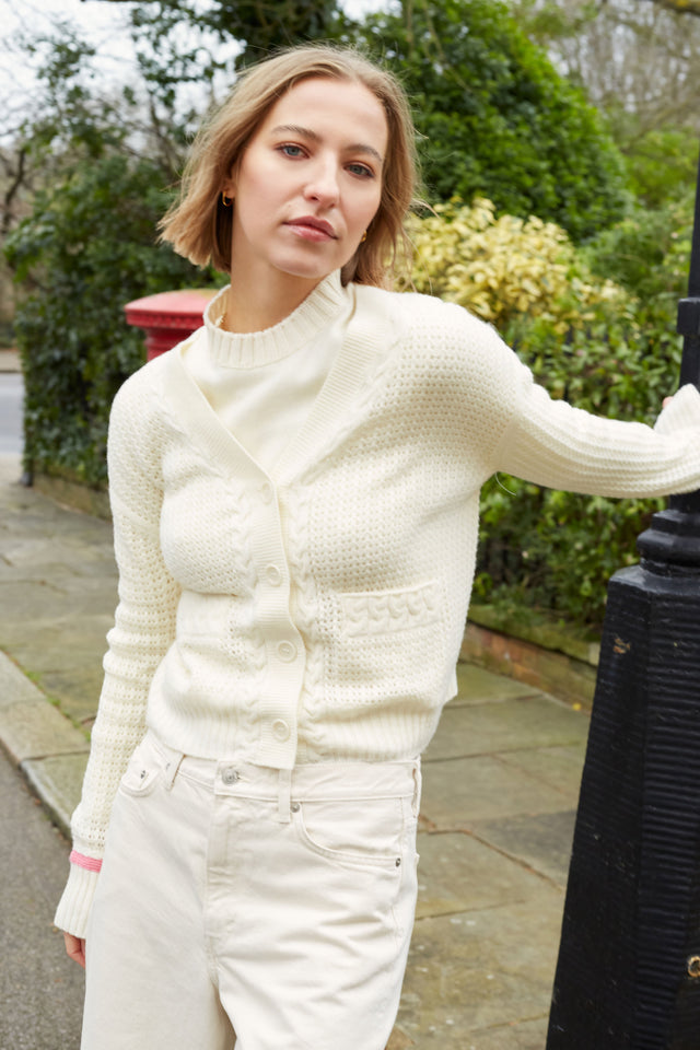 Cream Wool-Cashmere Penzance Cardigan image 2