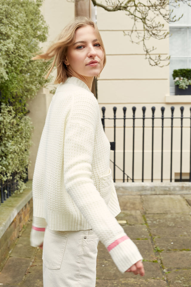 Cream Wool-Cashmere Penzance Cardigan image 3