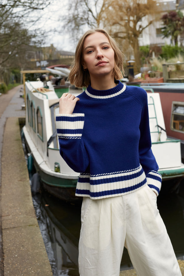 Blue Wool-Cashmere Guernsey Sweater image 2