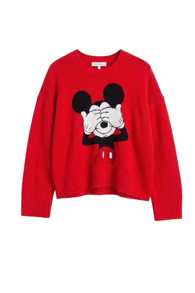 Red Wool-Cashmere Peeakabo Mickey Sweater image 6