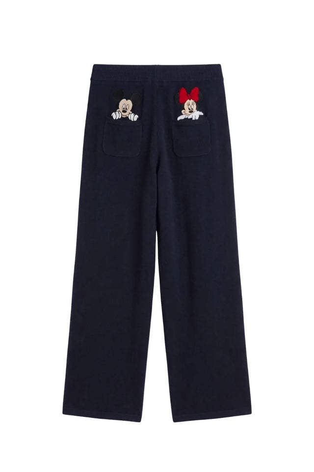 Navy Wool-Cashmere Disney Peek Pocket Wide Leg Track Pants image 3