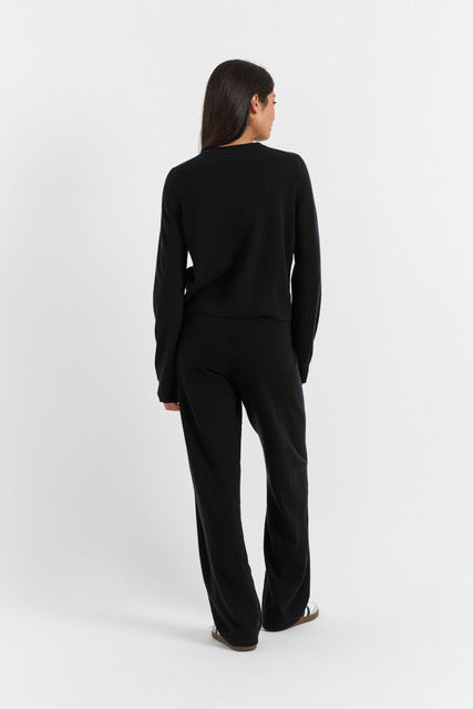 Black Wool-Cashmere Crew Neck Cardigan image 2
