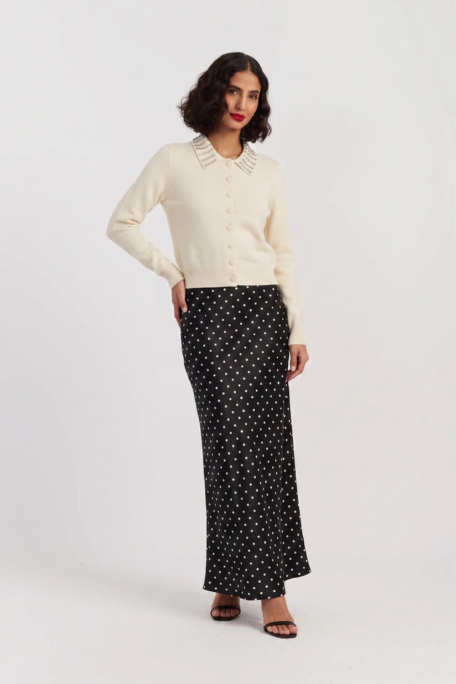Cream Wool-Cashmere Jewel-Neck Cardigan image 2