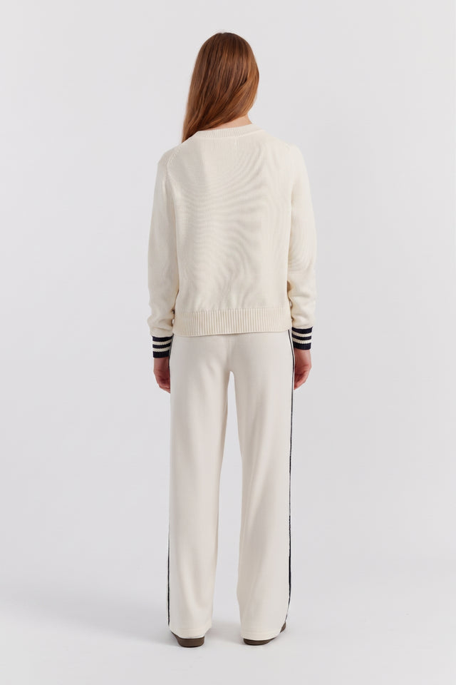 Cream Cotton Snoopy Varsity Sweater image 2