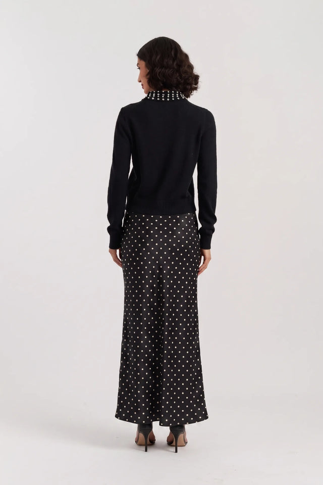 Black Wool-Cashmere Jewel-Neck Cardigan image 3