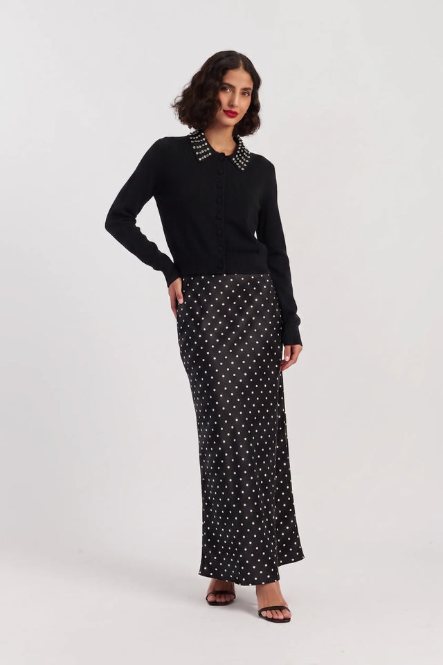 Black Wool-Cashmere Jewel-Neck Cardigan image 2