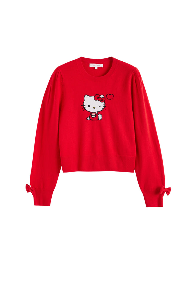 Red Wool-Cashmere Hello Kitty Bow Sweater image 2