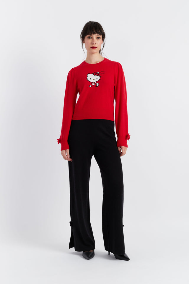 Red Wool-Cashmere Hello Kitty Bow Sweater image 4