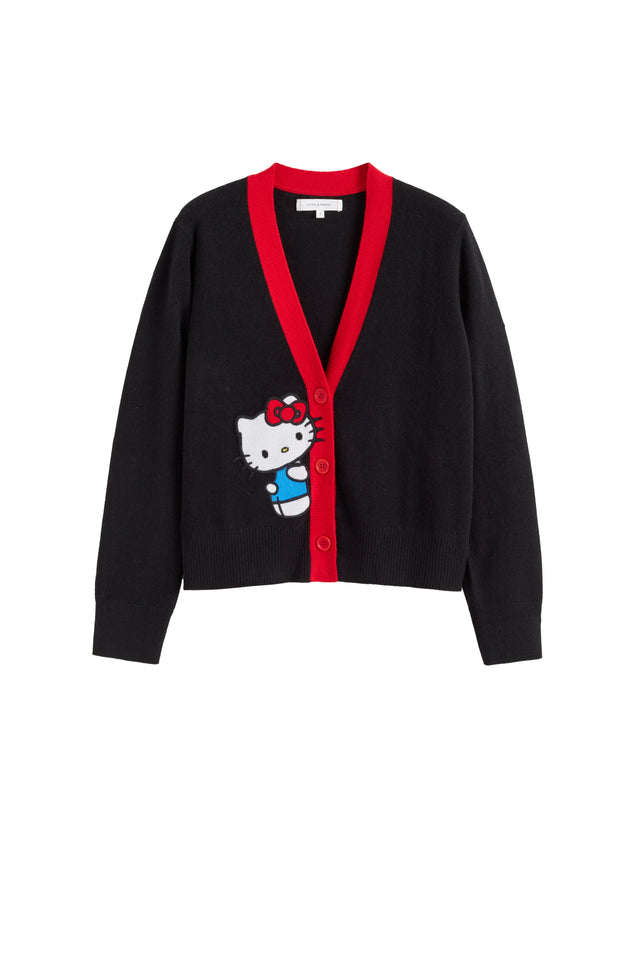 Black Wool-Cashmere Hello Kitty Cardigan image 2