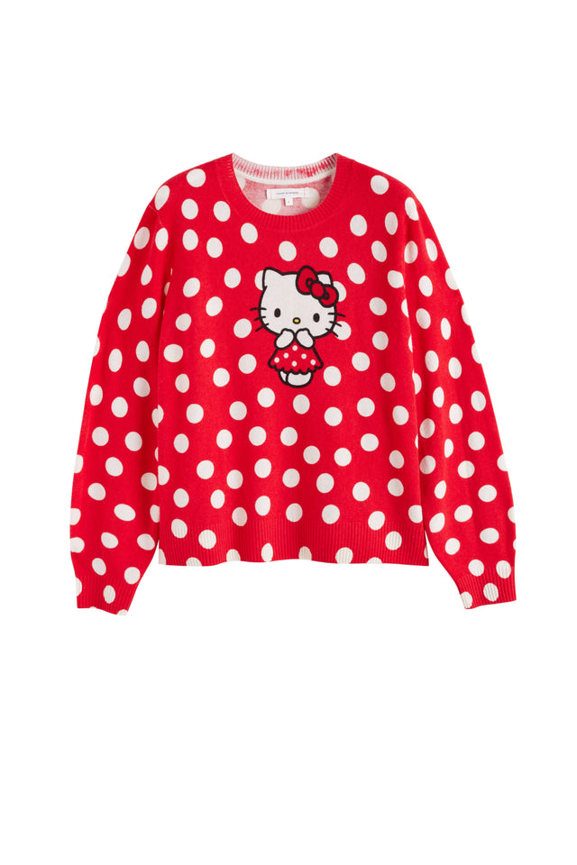 Red Wool-Cashmere Hello Kitty Polka Dot Sweater image 2