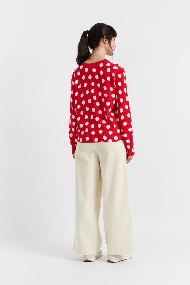Women's Chinti and Parker Sweater Red Wool-Cashmere Hello Kitty Polka Dot Size XS-3L image 3