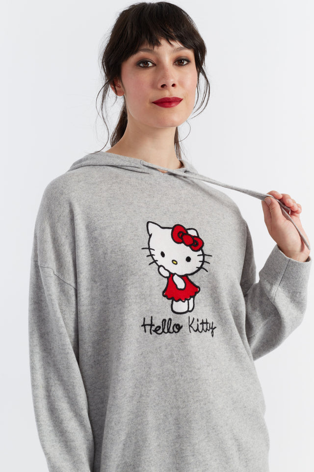 Grey Wool-Cashmere Hello Kitty Hoodie image 1