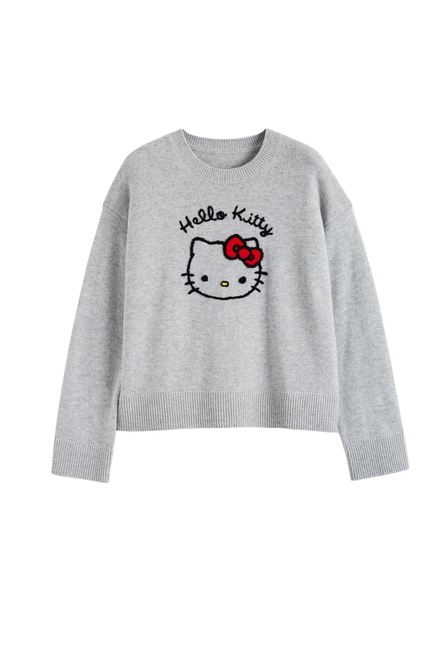 Grey Wool-Cashmere Hello Kitty Sweater image 2