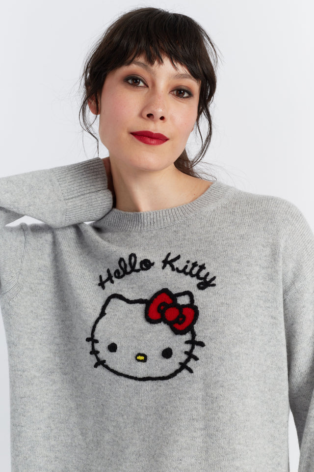 Grey Wool-Cashmere Hello Kitty Sweater image 1