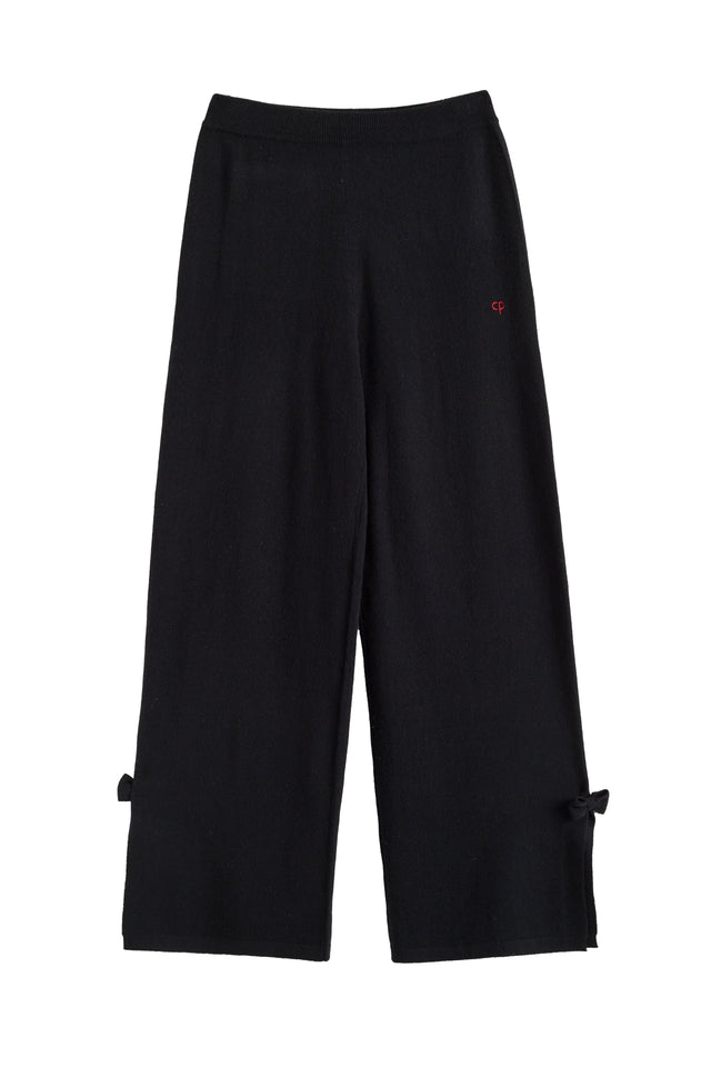 Black Wool-Cashmere Hello Kitty Bow Track Pants image 2