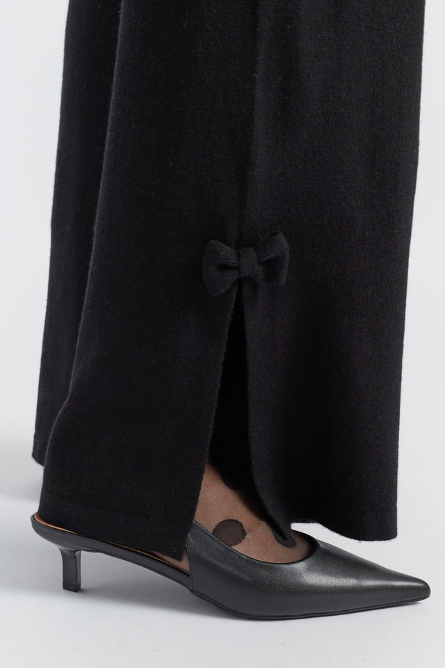 Black Wool-Cashmere Hello Kitty Bow Track Pants image 4