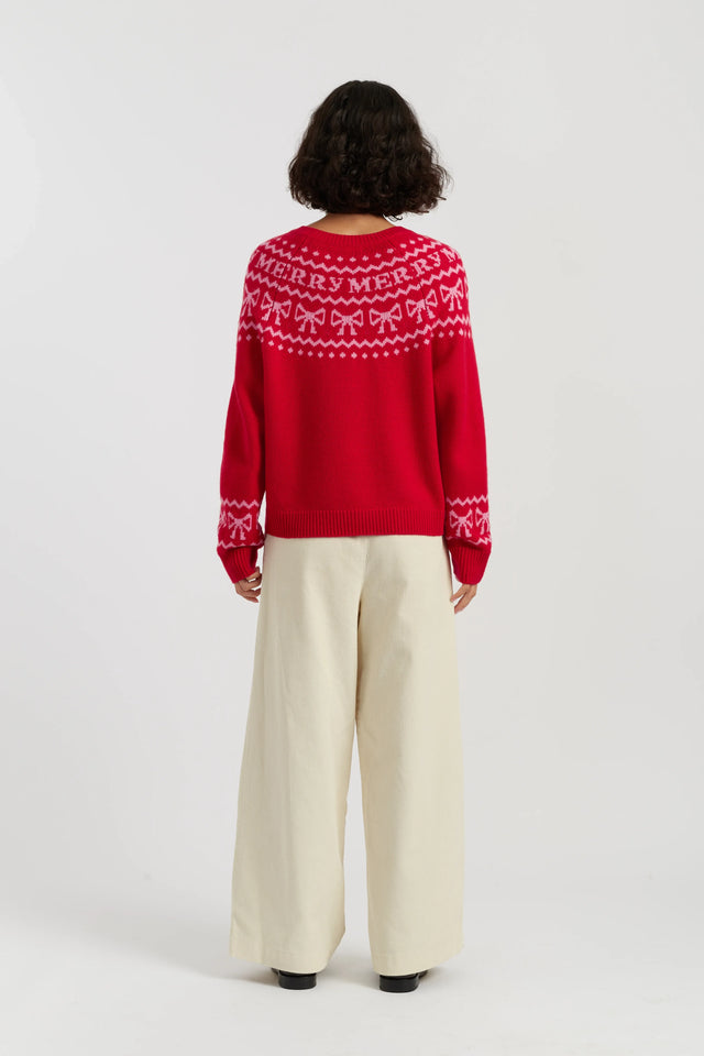 Red Wool-Cashmere Let's Be Merry Sweater image 4