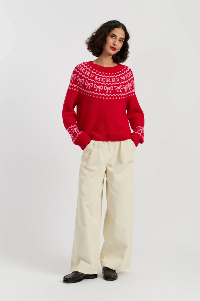 Red Wool-Cashmere Let's Be Merry Sweater image 5