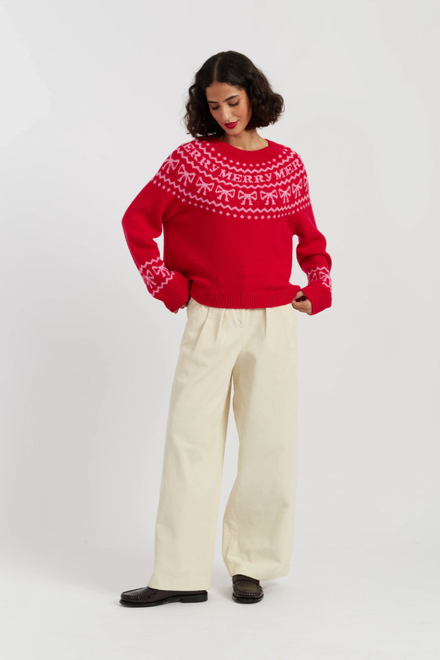 Red Wool-Cashmere Let's Be Merry Sweater image 2