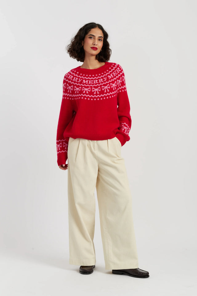 Red Wool-Cashmere Let's Be Merry Sweater image 3
