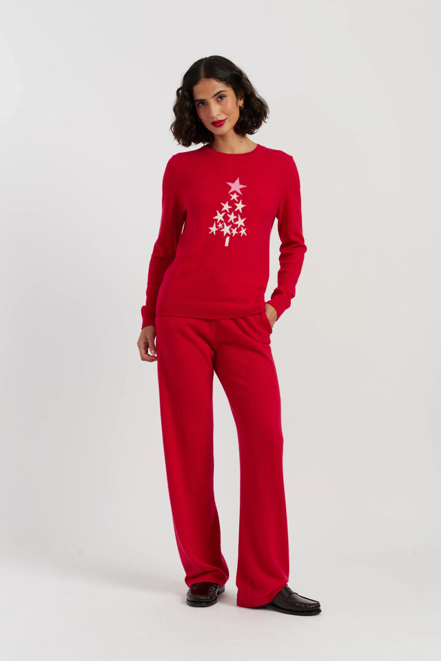Red Wool-Cashmere Star Tree Sweater image 2