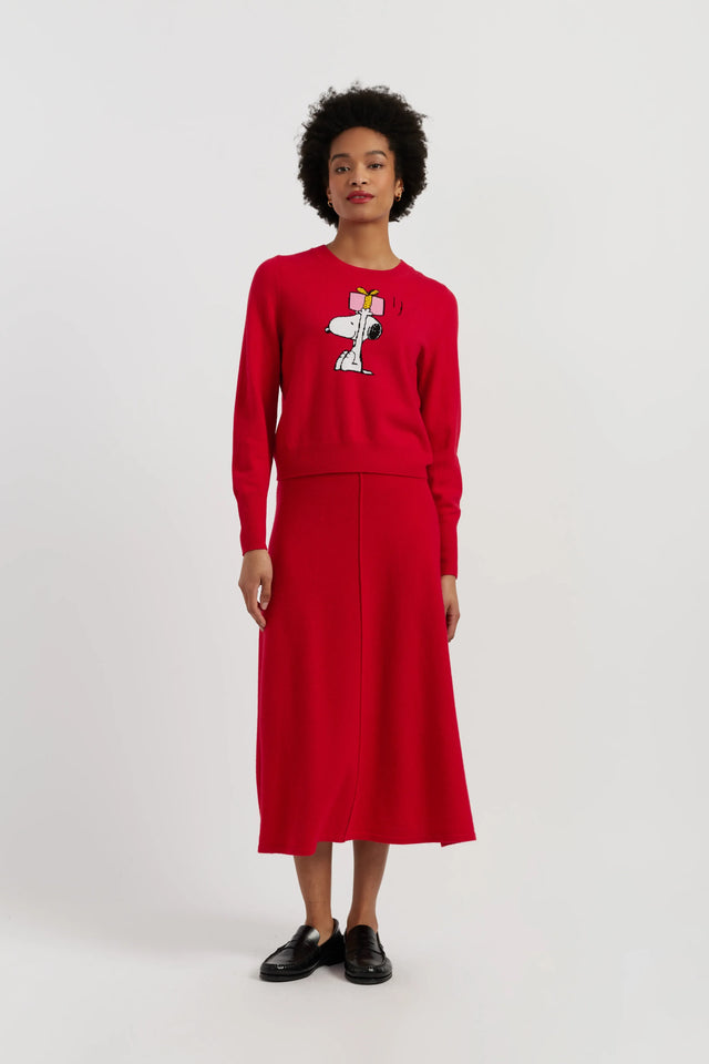 Red Wool-Cashmere Snoopy's Gift Sweater image 2