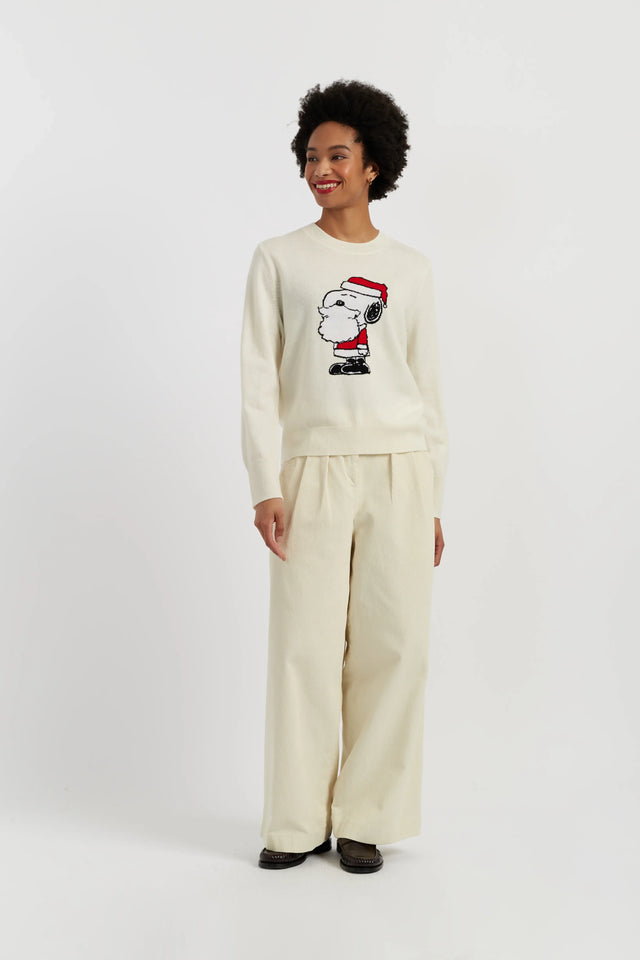Cream Wool-Cashmere Snoopy Santa Sweater image 2