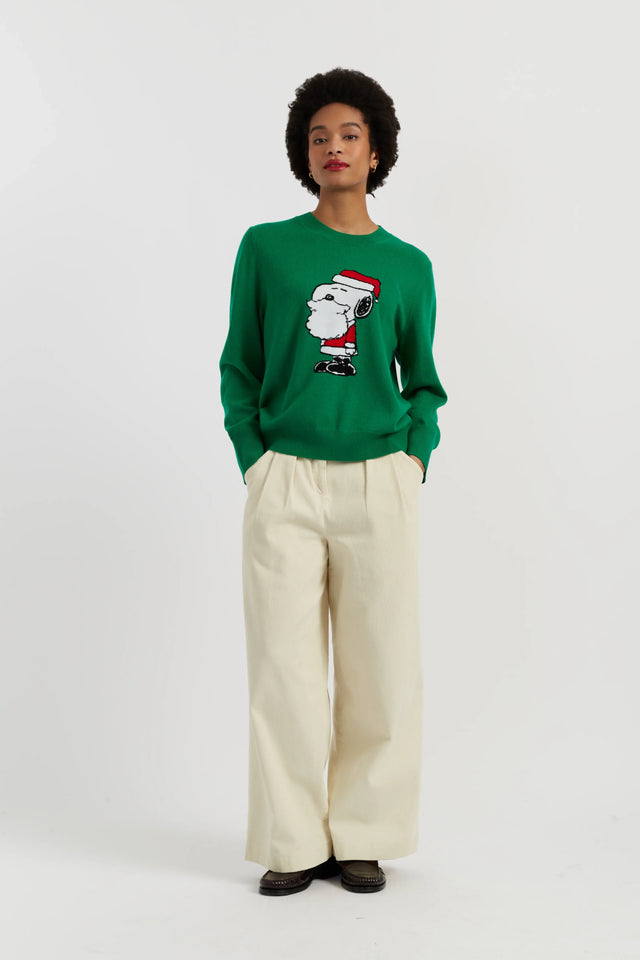 Green Wool-Cashmere Snoopy Santa Sweater image 2