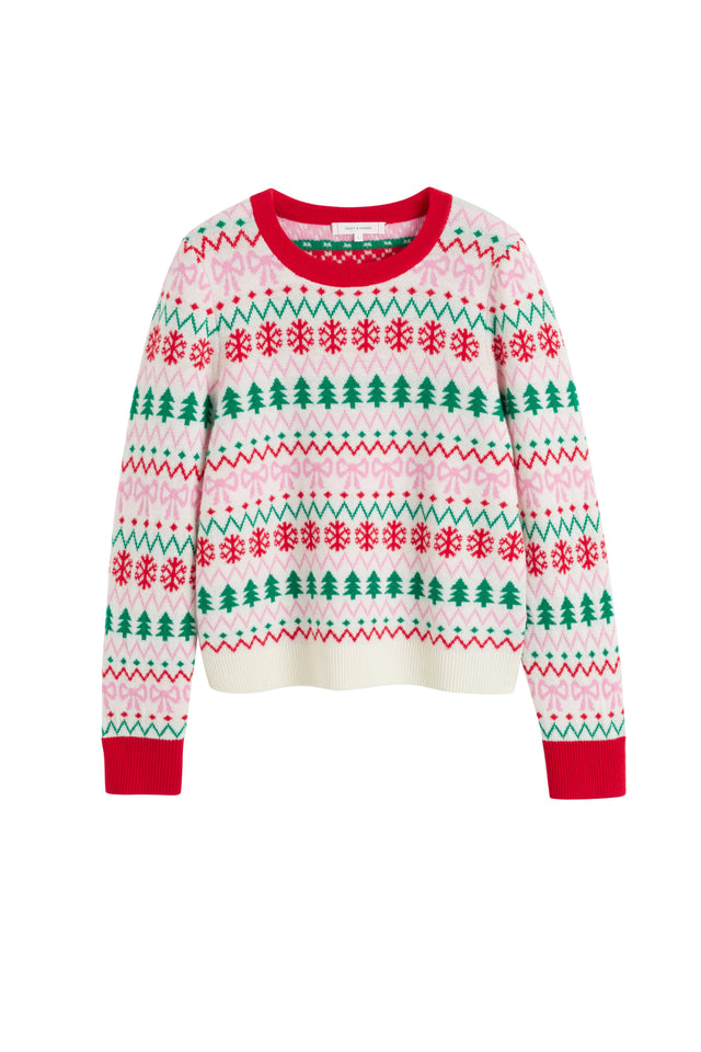 Cream Wool-Cashmere Christmas Fairisle Sweater image 7