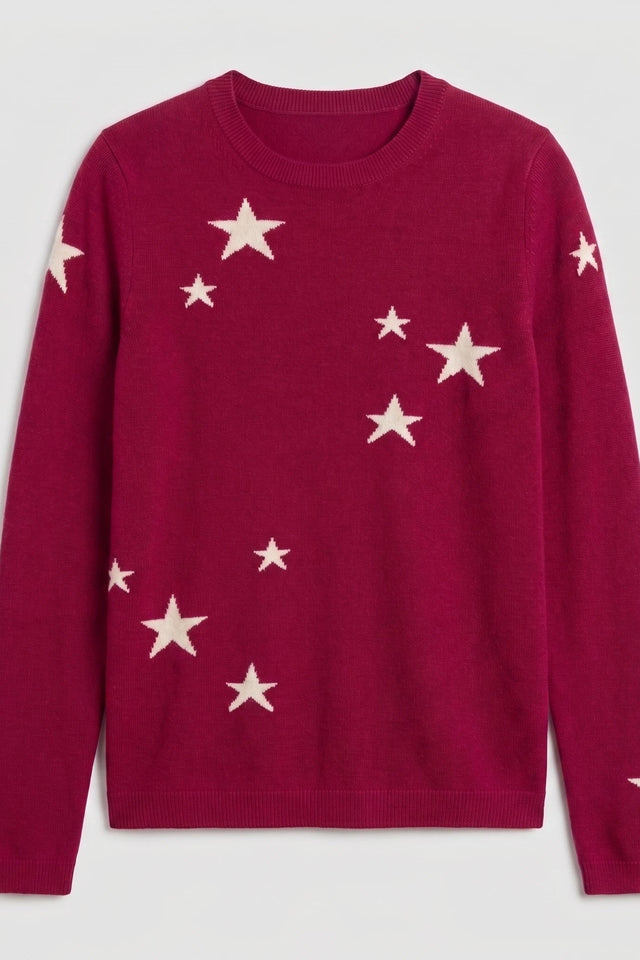 Cherry Wool-Cashmere Star Sweater image 4
