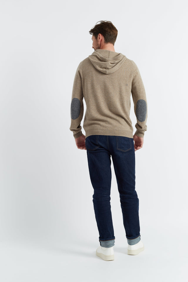 Soft-Truffle Wool-Cashmere Elbow Patch Men's Hoodie image 3