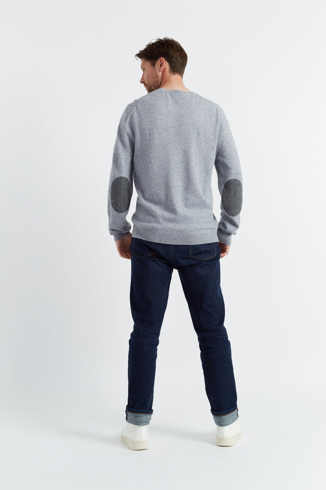 Grey Wool-Cashmere Elbow Patch Men's Sweater image 3