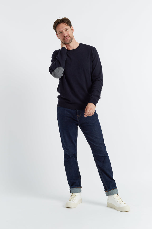 Navy Wool-Cashmere Elbow Patch Men's Sweater image 4