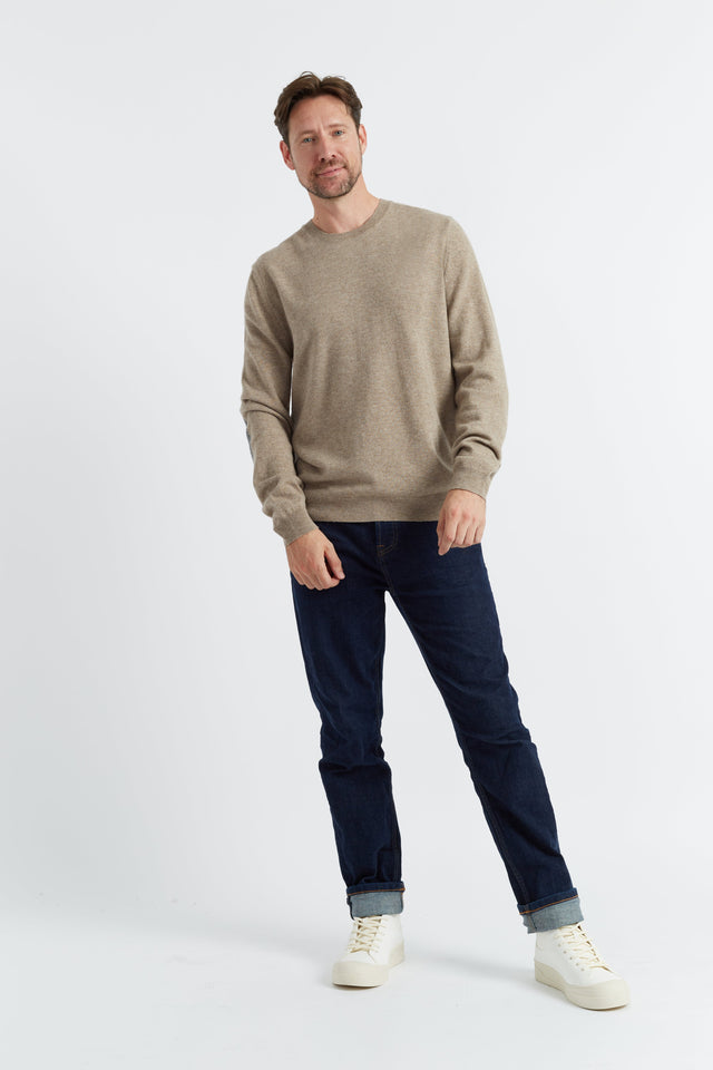 Soft-Truffle Wool-Cashmere Elbow Patch Men's Sweater image 4