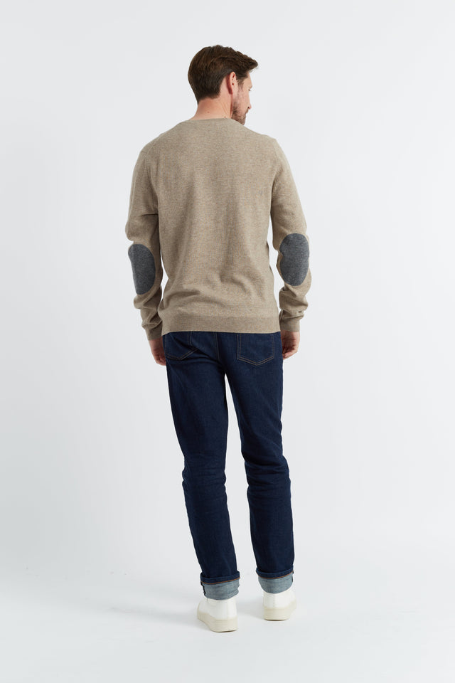 Soft-Truffle Wool-Cashmere Elbow Patch Men's Sweater image 3