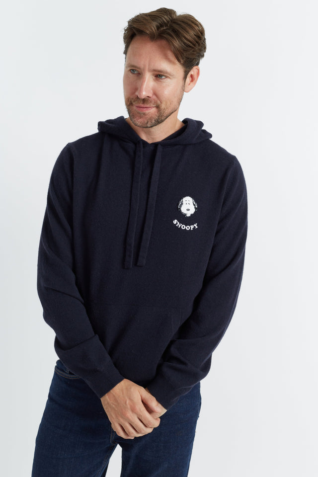 Navy Wool-Cashmere Men's Snoopy Hoodie image 1