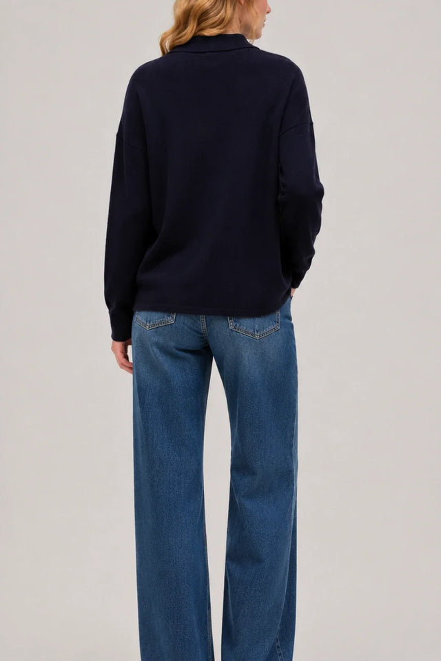 Navy Wool-Cashmere Relaxed Shirt image 3