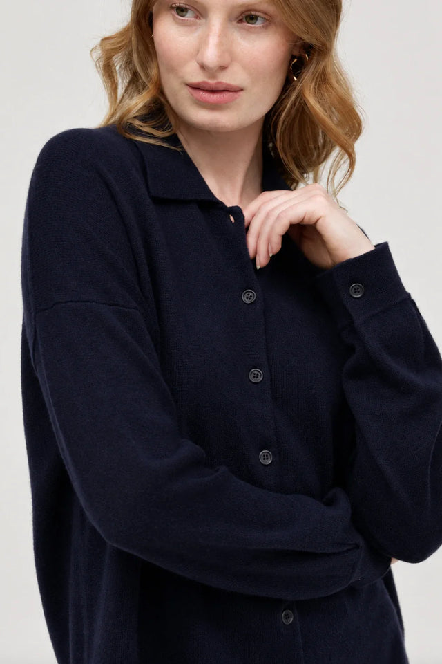 Navy Wool-Cashmere Relaxed Shirt image 4