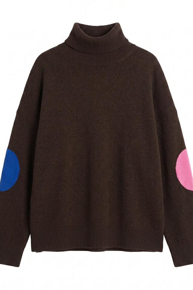 Chocolate Wool-Cashmere Elbow Patch Rollneck Sweater image 5