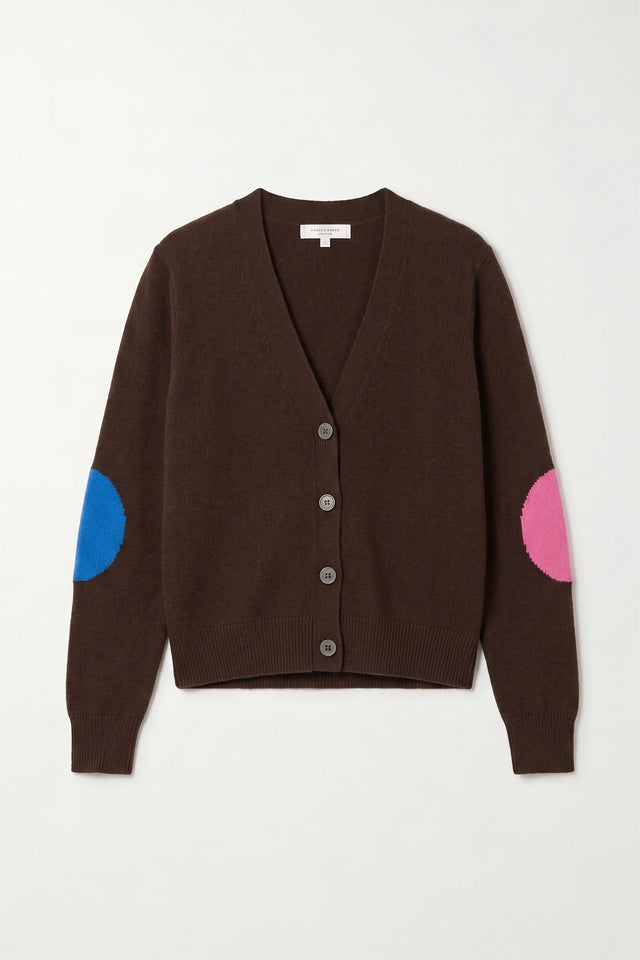 Chocolate Wool-Cashmere Elbow Patch Cardigan image 4