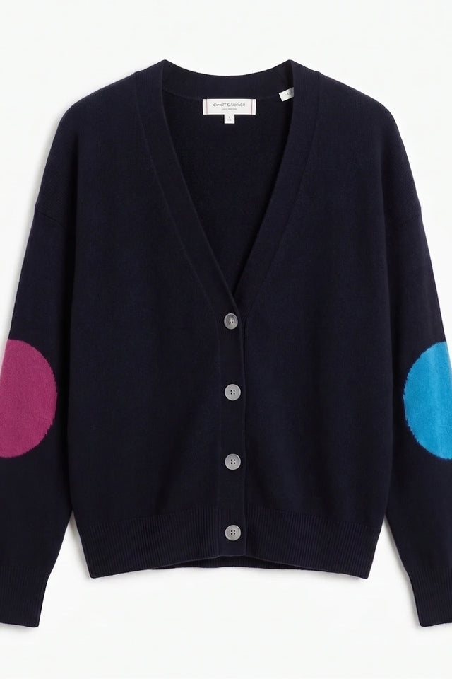 Navy Wool-Cashmere Elbow Patch Cardigan image 4
