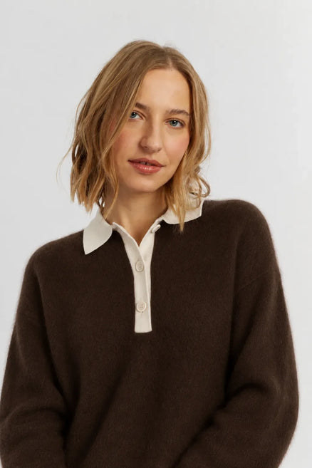 Chocolate Pure Merino Polo Tee