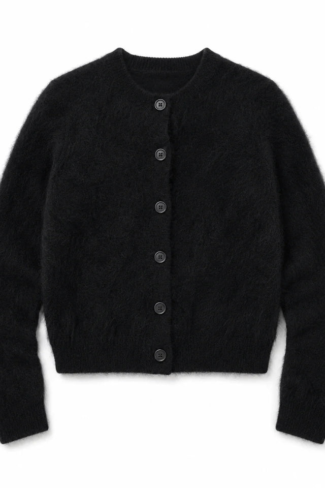 Black Brushed Cashmere Cardigan image 5