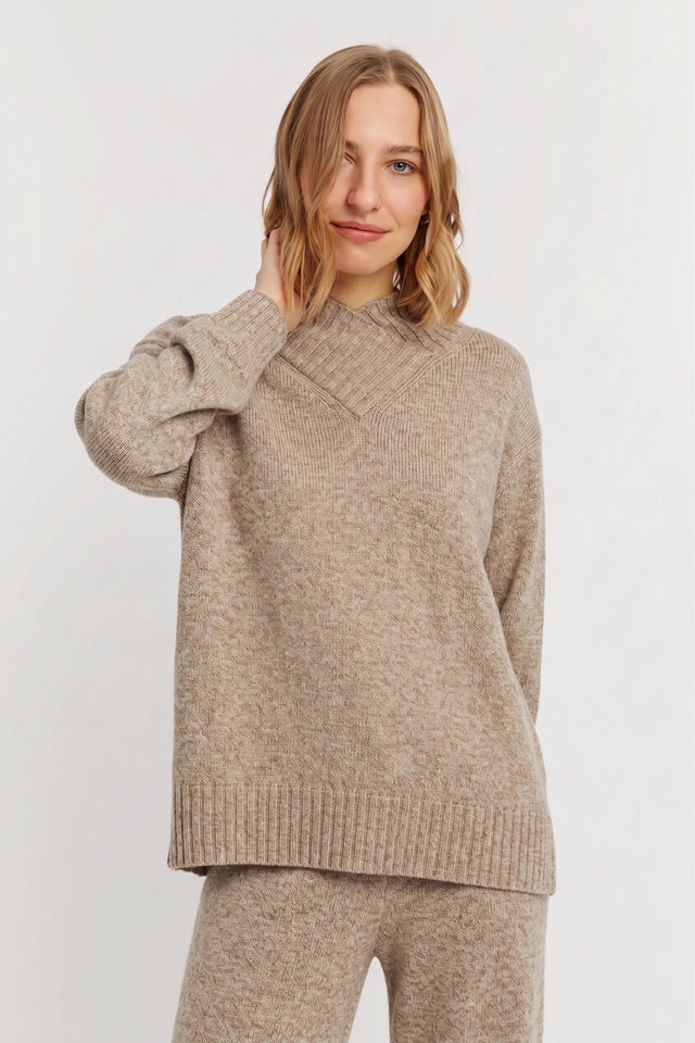 Warm-Oatmeal Pure Cashmere Soft Wrap Sweater image 2
