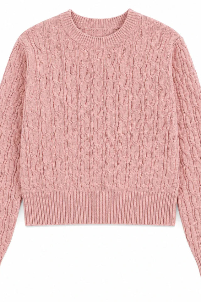 Salmon Pure Cashmere Cable Sweater image 4