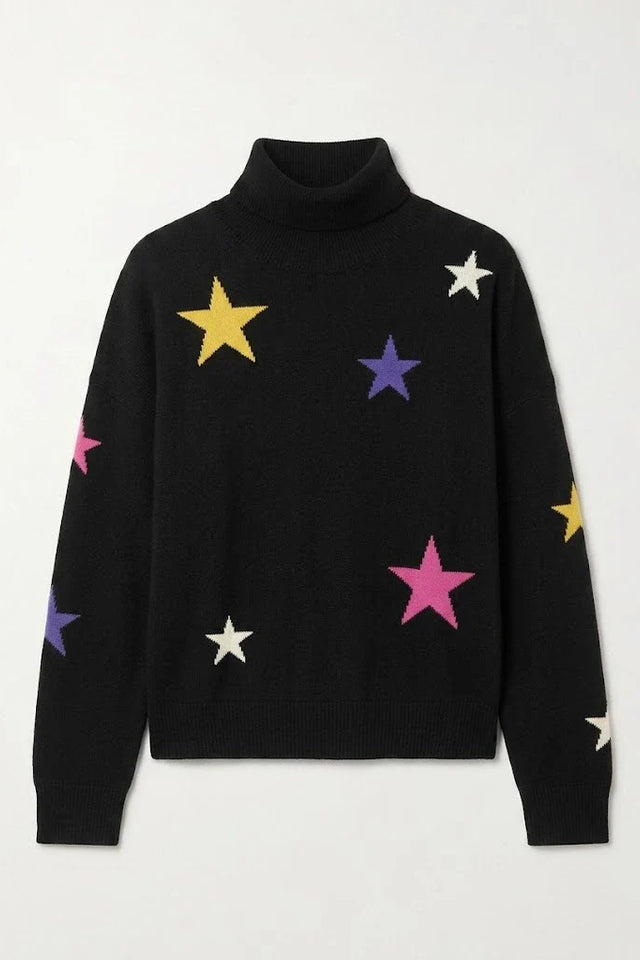 Black Wool-Cashmere Star Rollneck Sweater image 3