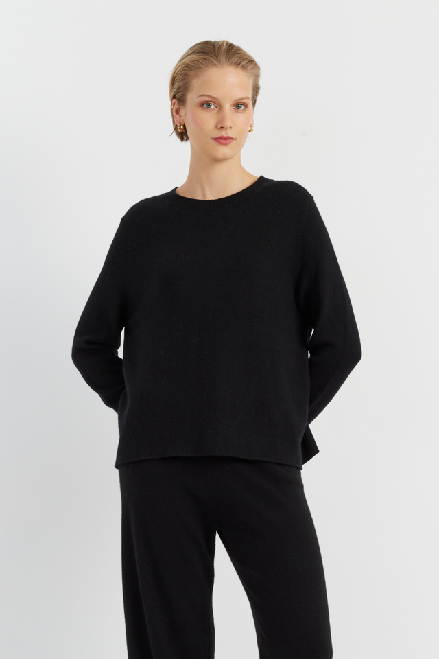 Black Cashmere Boxy Sweater image 1