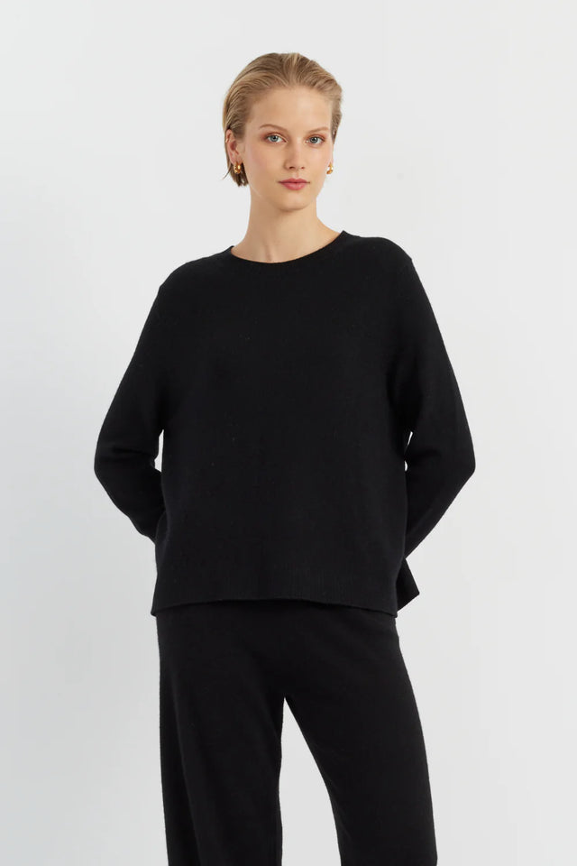 Black Pure Cashmere Boxy Sweater image 1