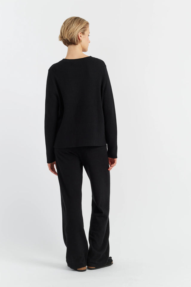 Black Pure Cashmere Wide-Leg Pants image 4